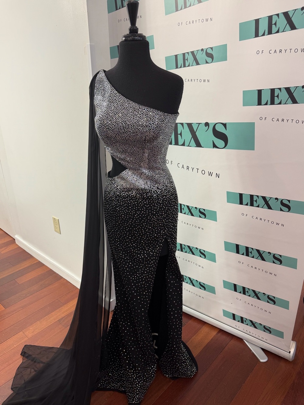 Sherri Hill One Shoulder Scuba Dress with Hot Stones
